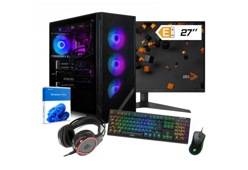 dcl24.de RGB Gaming-PC (27 Zoll, AMD, GeForce RTX 4070Ti Super, 32 GB RAM, 1000 GB SSD, Wasserkühlung, Windows 11 Pro, WLAN) von dcl24.de