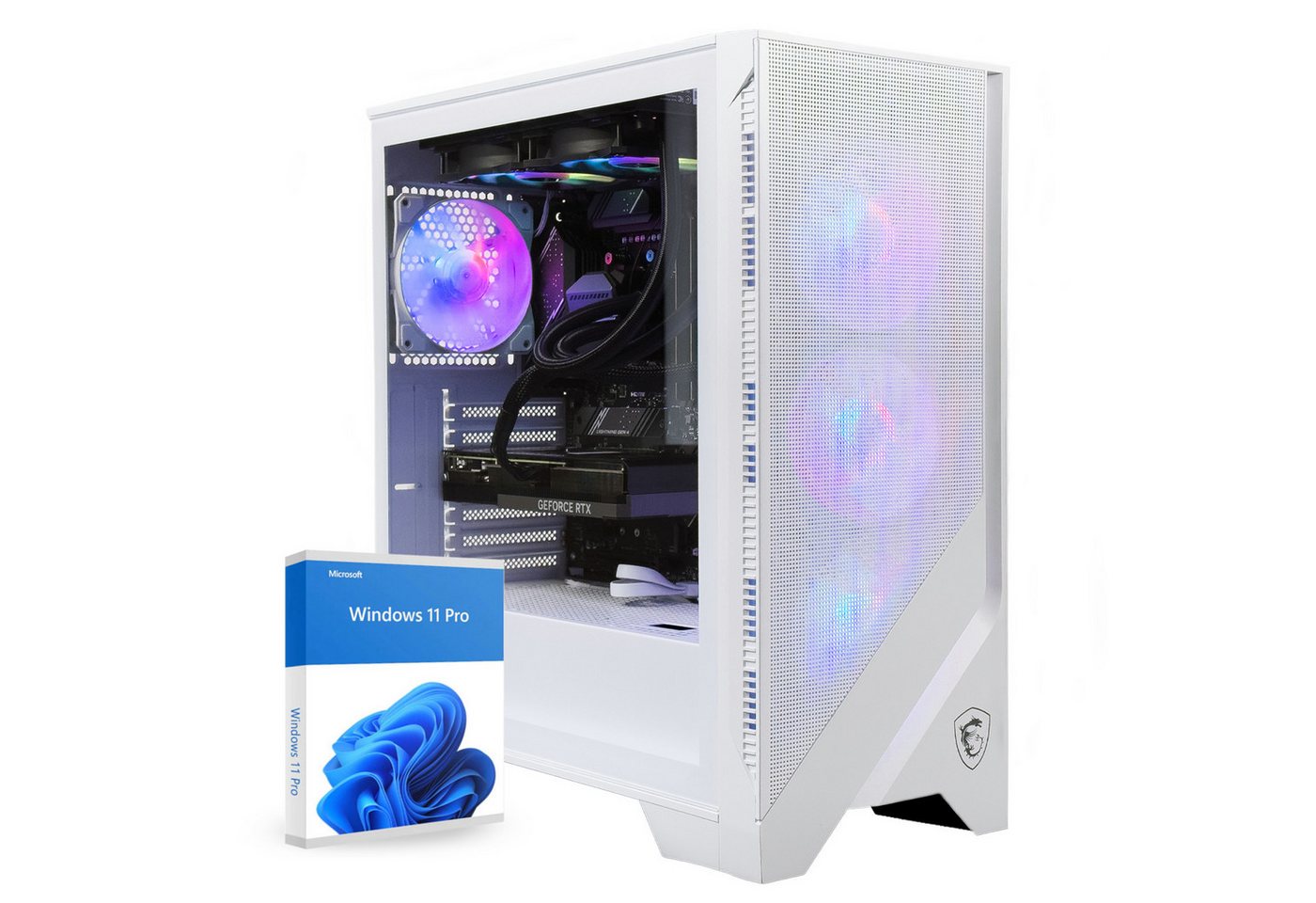 dcl24.de Airflow White Gaming-PC (AMD Ryzen 7 5800X, GeForce RTX 4070, 32 GB RAM, 1000 GB SSD, Luftkühler, Windows 11 Pro, WLAN) von dcl24.de