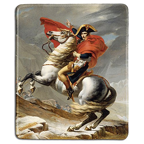 dealzEpic - Art Mousepad – Naturkautschuk Mauspad mit berühmtem Kunstgemälde von Napoleon überquert die Alpen von Jacques – genähte Kanten – 24,1 x 20,1 cm von dealzEpic