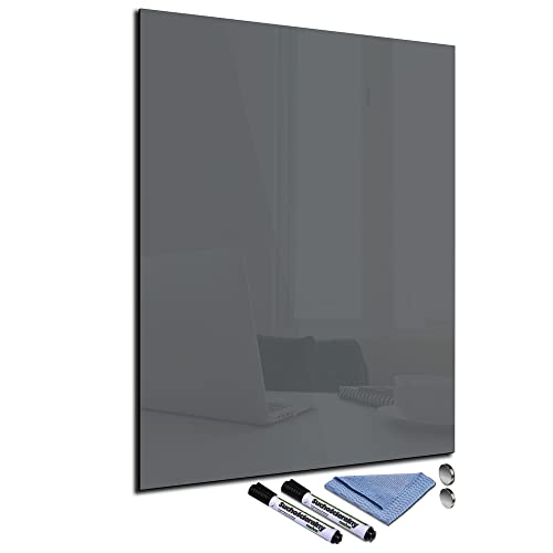 Glas-Magnettafel Grau 60x80 Pinnwand Wand mit Zubehör Whiteboard Küche Office Büro Deko von decorwelt