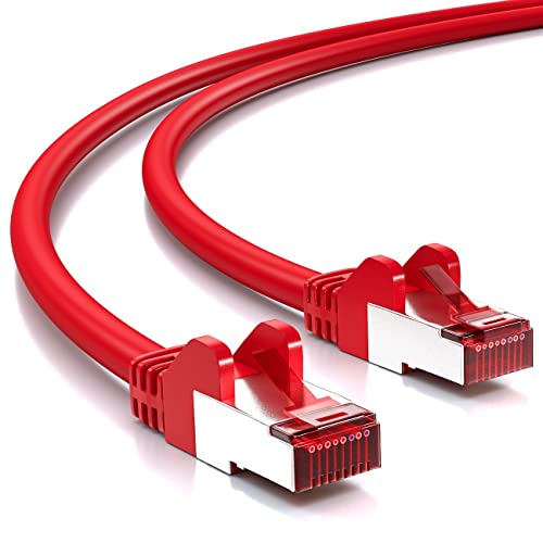 deleyCON 1,5m CAT6 Patchkabel S/FTP PIMF Schirmung CAT-6 RJ45 Netzwerkkabel Ethernetkabel LAN DSL Switch Router Modem Access Point Patchfelder - Rot von deleyCON