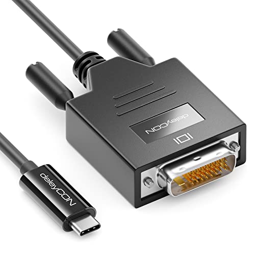 deleyCON 1,5m USB-C auf DVI Kabel - USB C Stecker auf DVI Stecker - für PC Computer Laptop TV Monitor Beamer von deleyCON
