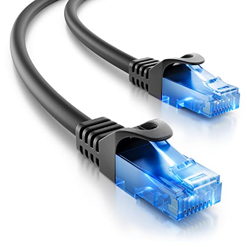 deleyCON 15m CAT.6 Ethernet Gigabit Lan Netzwerkkabel RJ45 CAT6 Kabel Patchkabel Kompatibel zu CAT.5 CAT.5e CAT.6a Cat.7 - Schwarz von deleyCON