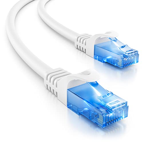 deleyCON 25m CAT.6 Ethernet Gigabit Lan Netzwerkkabel RJ45 CAT6 Kabel Patchkabel Kompatibel zu CAT.5 CAT.5e CAT.6a Cat.7 - Weiß von deleyCON