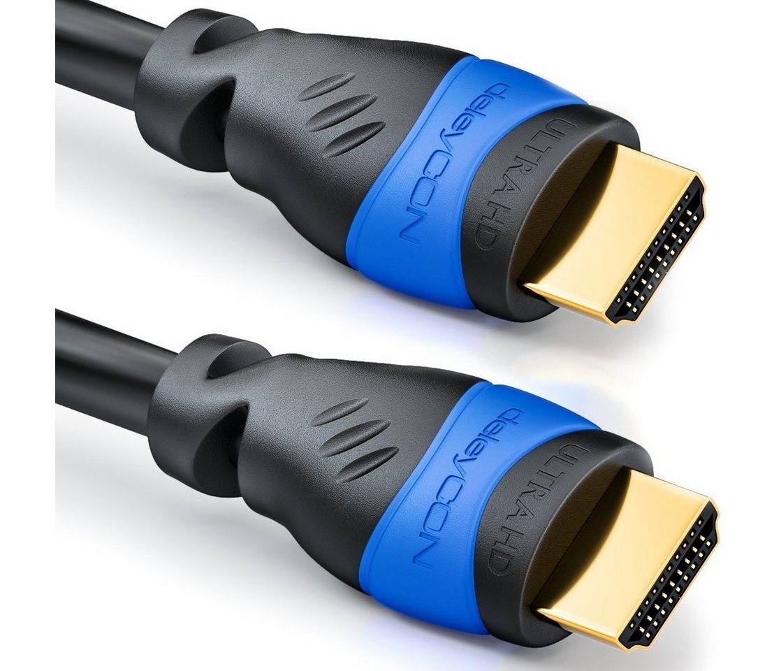 deleyCON 2m HDMI Kabel 2.0 / 1.4 Ethernet 4K 3D HDR FULL HD LED LCD TV Beamer HDMI-Kabel von deleyCON