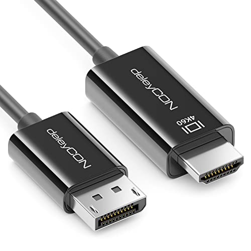 deleyCON 3,0m DisplayPort auf HDMI Kabel - 4K@60Hz UHD 3840x2160 HDCP - DP Stecker auf HDMI Stecker - für TV Beamer Laptop Monitor - Schwarz von deleyCON