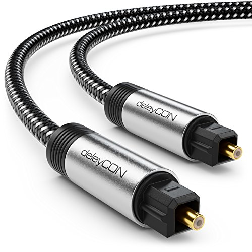 deleyCON 3,0m Toslink Kabel Optisches Digital Audio Kabel mit Metallstecker & Nylon Mantel - SPDIF Lichtwellenleiter Kabel von deleyCON