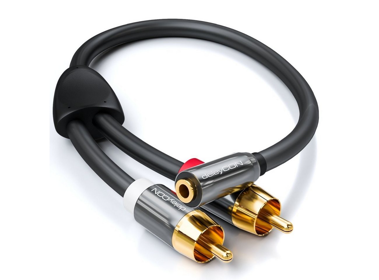 deleyCON deleyCON 0,2m Klinken zu Cinch Adapter - 3,5mm Buchse zu 2x RCA Cinch Audio-Kabel von deleyCON