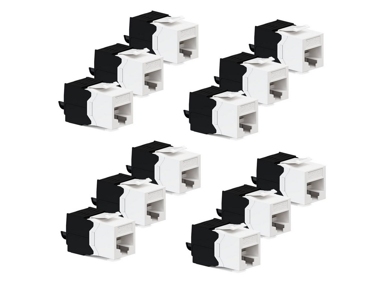 deleyCON deleyCON 12x CAT6a Keystone Jack RJ45 Modul Ungeschirmt RJ45 CAT Netzwerk-Adapter von deleyCON