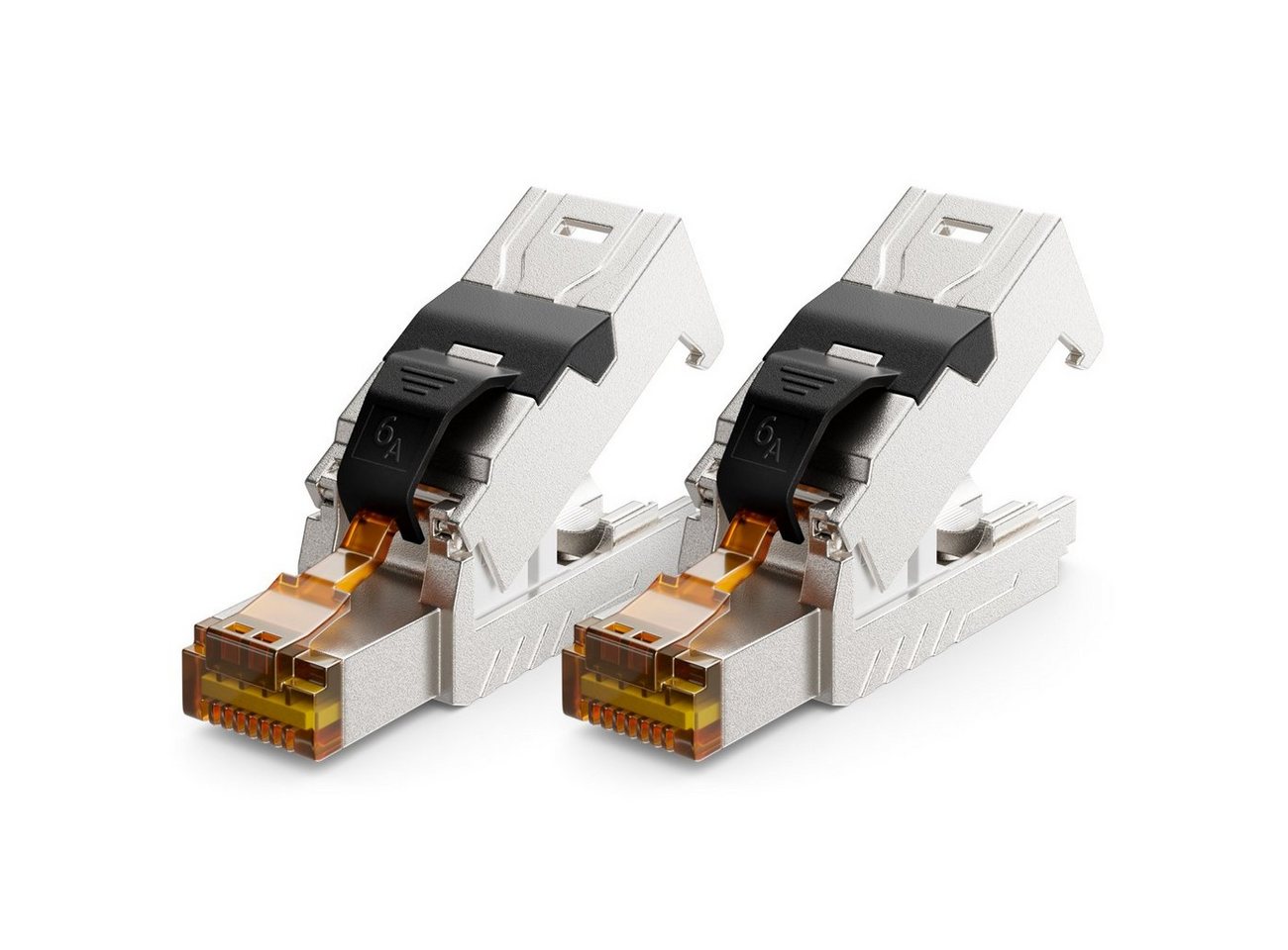 deleyCON deleyCON 2x CAT 6a Netzwerkstecker Werkzeuglos Netzwerkkabel Netzwerk-Adapter von deleyCON