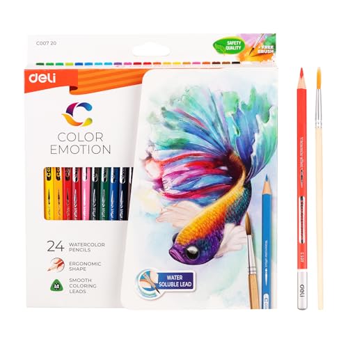 deli Aquarellstifte Set, 24 brillante Farben von deli