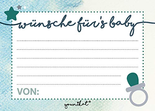 #detailverliebt 40 Baby Wunsch-Karten I dv_151 I DIN A7 I Set Baby-Party blau Junge Jungs Boy Invitations Spiele von #detailverliebt