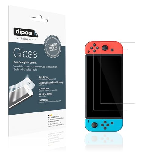 dipos I 2X Displayschutz 9H klar kompatibel mit Nintendo Switch OLED Schutzfolie Anti-Shock Folie von dipos