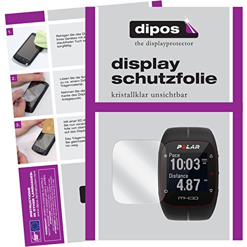 dipos I 2X Schutzfolie klar kompatibel mit Polar Trainingscomputer M400 HR Folie Displayschutzfolie von dipos