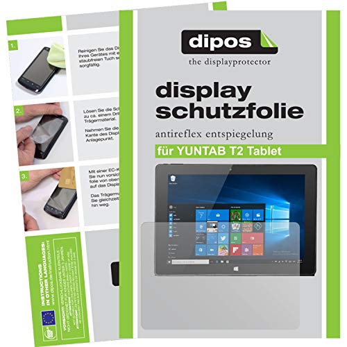 dipos I 2X Schutzfolie matt kompatibel mit YUNTAB T2 Tablet Folie Displayschutzfolie von dipos