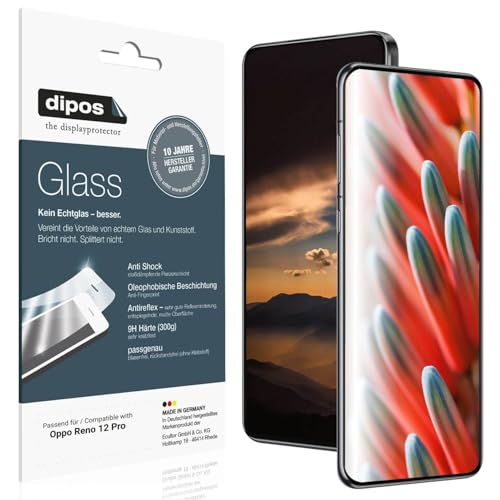 dipos I 2x Displayschutz 9H matt kompatibel mit Oppo Reno 12 Pro Schutzfolie Anti-Shock Folie von dipos