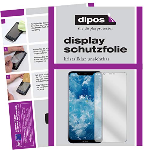 dipos I 6X Schutzfolie klar kompatibel mit Nokia 8.1 Folie Displayschutzfolie (3X Vorderseite + 3X Rückseite) von dipos