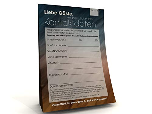 2500 Kontaktdaten-Zettel für Gastronomie, Handel, Friseur „Restaurant" | Blätter zur Datenerfassung von Gästen | Kunden von dirxbuschinger