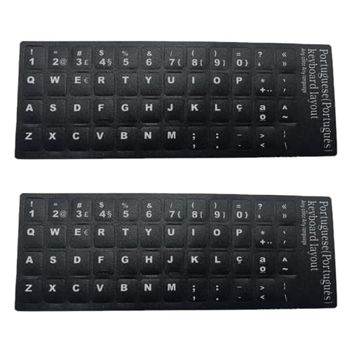 2 x portugiesische Tastatur-Aufkleber-Set, Tastatur-Aufkleber, Ersatz, Hintergrund, matt, Tastatur-Buchstaben-Aufkleber für Laptop von divuukyi