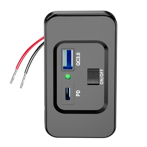 divuukyi 2-Port 12-24V Wandhalterung Steckdose Panel 20W USB C & 18W USB Port Ladebuchse mit Schalter für Auto Bus von divuukyi