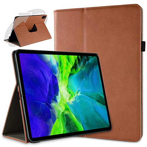 doupi Deluxe Schutzhülle für iPad Pro 11" 2020, 2021, Smart Case Sleep/Wake Funktion 360 Grad drehbar PU Leder Schutz Hülle Ständer Cover Tasche mit Stifthalter, braun von doupi