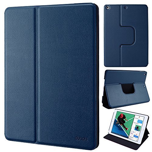 doupi FlipCase für iPad (5. Gen. 2017 & 6. Gen. 2018), Deluxe Schutzhülle Klappbar mit Smart Sleep/Wake Up Funktion Aufstellbar Ständer, darkblue von doupi