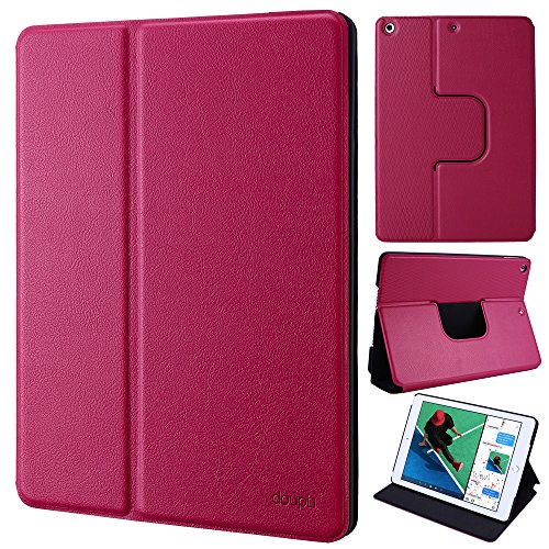 doupi FlipCase für iPad Air/iPad Air 2, Deluxe Schutzhülle Klappbar mit Smart Sleep/Wake Up Funktion Aufstellbar Ständer, redpink von doupi