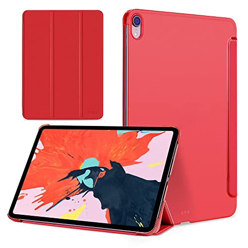 doupi FlipCase kompatibel mit iPad Pro 11 Zoll (2018), Deluxe Klapphülle mit Smart Sleep/Wake Up Funktion Aufstellbar als Ständer zum Videoschauen oder Schreiben, rot von doupi