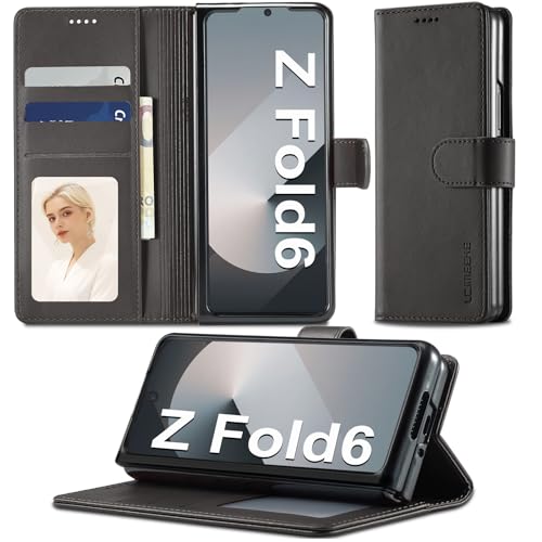 Handyhülle für Samsung Galaxy Z Fold 6 Hülle 5G Leder Klappbar Galaxy Z Fold 6 Tasche Case Premium Schutzhülle Wallet [Kartenfach] [Standfunktion] Flip Case für Samsung Z Fold 6 Klapphülle (Schwarz) von duomigesz