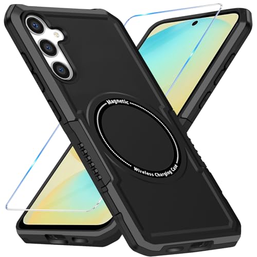 Magnetische Handyhülle für Samsung Galaxy S24 FE Hülle mit Schutzfolie [für Mag-Safe] Galaxy S24 FE Handy Tasche Case, Wireless Charging Stoßfest Schutzhülle für Samsung Galaxy S24 FE (Schwarz) von duomigesz