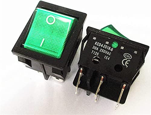 Rocker Toggle Switch, Kippschalter KCD4 Speziell für Schweißmaschine 30A 250V Hochstrom 22 * ​ 29 roter Kupfer Kippschalter 4-poliger Knopf Elektrisches Zubehör(Green,1pcs 4pin) von dvnFWKc