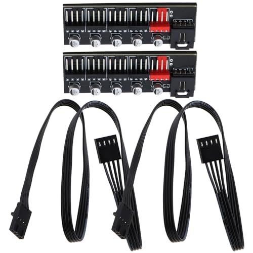 eMagTech 2 Stück 5-Port-PWM-Lüfter-Hub-Splitter-Drehzahlregler-Adapter PC-Lüfter-Motherboard-Kabel Oder 4-poliger PWM-Kühler-Lüfter Computerkabel-Anschlüsse von eMagTech