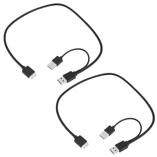 eMagTech 2 x Dual-USB-3.0-A-Stecker auf USB3.0-Micro-B-Stecker, Y-Kabel, Strom-Datenkabel, geeignet für mobile Festplatten mit USB-3.0-Schnittstelle (langes Kabel 50 cm, kurzes Kabel 18 cm) von eMagTech