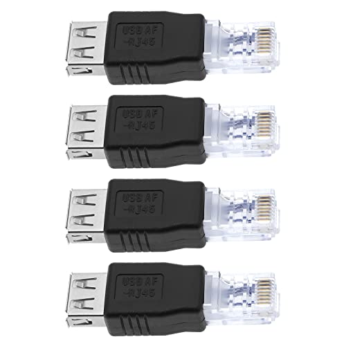 eMagTech 4Pcs Ethernet to USB Adapter USB 2.0 Female to RJ45 Ethernet Adapter Connector USB Transfer Network Plug Adapter Accessories Black von eMagTech