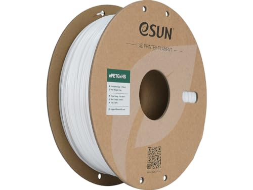 eSUN PETG Filament 1.75mm, PETG+HS Hochgeschwindigkeits 3D Drucker Filament, Maßgenauigkeit +/- 0.03mm, 1KG Spule (2.2 LBS) Schnelligkeit PETG für 3D High Speed Drucker,Einfarbig weiß von eSUN