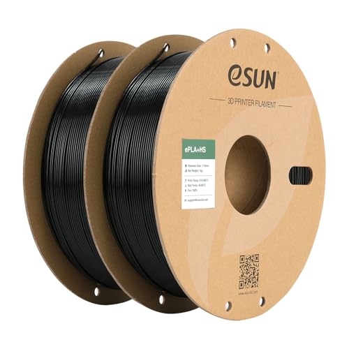 eSUN PLA+ Filament 1.75mm, PLA+HS Hochgeschwindigkeitsdruck 3D Drucker Filament Maßgenauigkeit +/- 0.03mm, 1KG Spule (2.2 LBS) Speedy PLA Plus Filament (Schwarz-2KG, 2KG) von eSUN