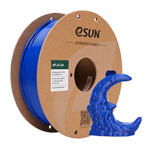 eSUN PLA Filament 1.75mm, Modifiziertes 3D Drucker Filament PLA, Maßgenauigkeit +/- 0.03mm, 1KG Spule (2.2 LBS) 3D Druck Filament für 3D Drucker (D-Blau, PLA Lite - 1KG) von eSUN