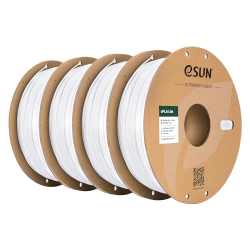 eSUN PLA Filament 1.75mm, Modifiziertes 3D Drucker Filament PLA, Maßgenauigkeit +/- 0.03mm, 1KG pro Spule, 4 Spulen 3D Druck Filament für 3D Drucker, Kaltes Weiß von eSUN