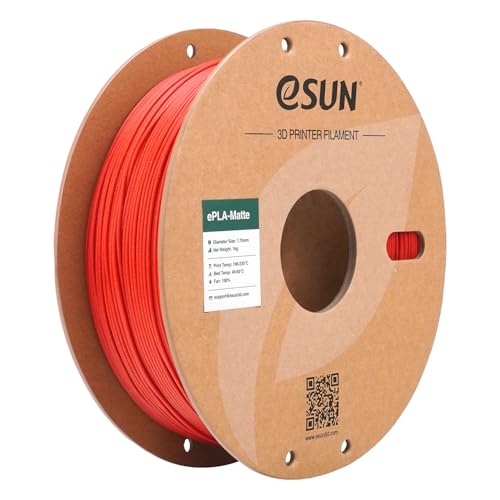 eSUN Upgraded Matte PLA 3D Drucker Filament, Matte PLA 1.75 mm, Maßgenauigkeit +/- 0.03 mm, 1 kg Spule (2.2 lbs) Filament für 3D Drucker, Feuerrot von eSUN