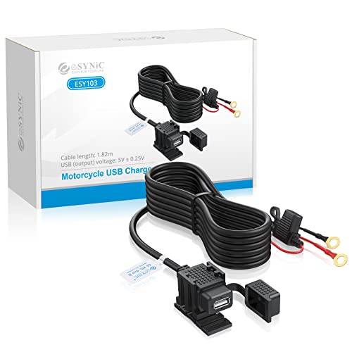 eSynic Motorrad USB Ladegerät Universal USB Stromversorgung Port 2.1A 12V/ 24V wasserdichte USB Power Supply Port Motorrad Fahrrad Ladegerät Buchse von eSynic