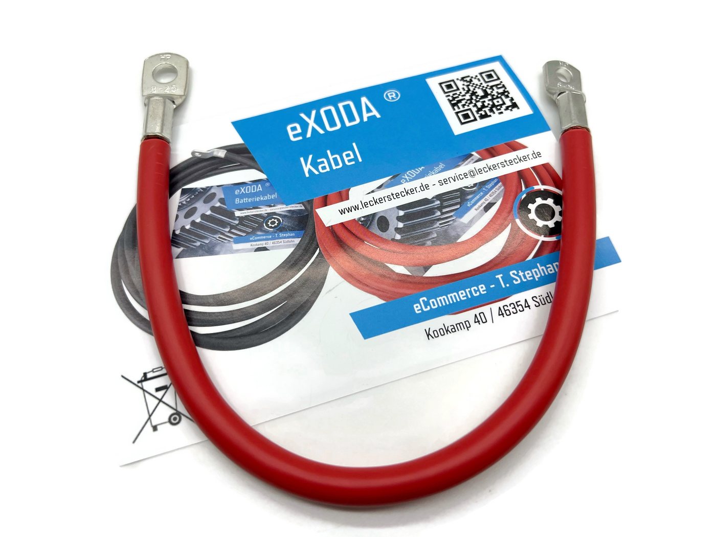 eXODA 25 mm2 M6 M8 Batteriekabel, Rot, (30 cm), 99% Kupfer von eXODA