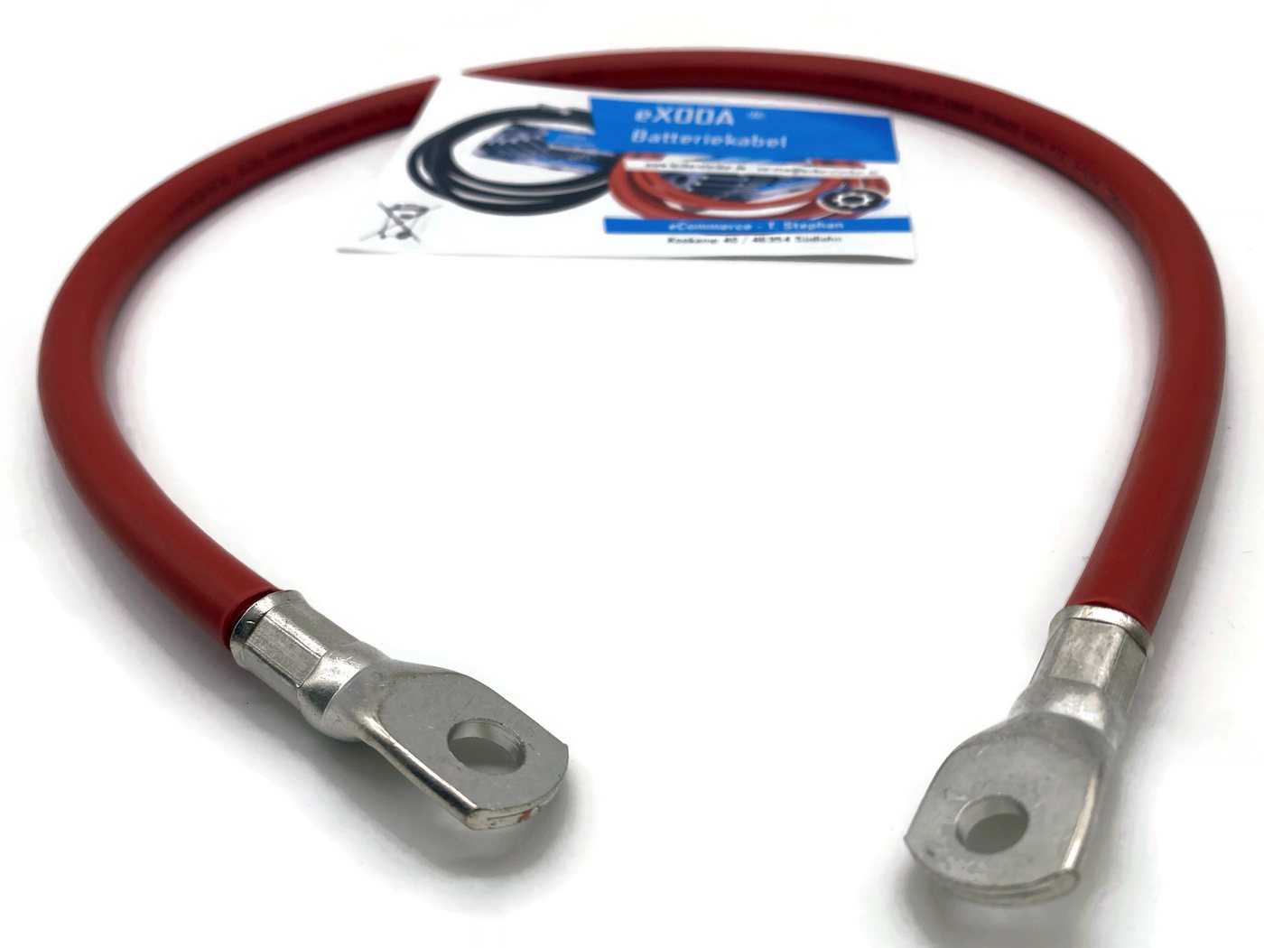 eXODA 50 mm2 M10 M8 Batteriekabel, Rot, (75 cm), 99% Kupfer von eXODA