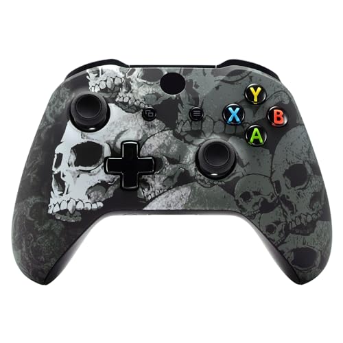 eXtremeRate Gehäuse für Xbox One X/S Controller, DIY-Ersatz Front Hülle Case Zubehör Faceplate für Xbox One S/X Controller Modell 1708-Totenkopf von eXtremeRate