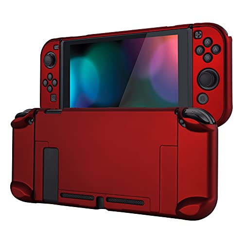 eXtremeRate Hülle Kompatibel mit Nintendo Switch Joy Con Konsole, Case Schutzhülle Zubehör trennbare andockbare Hülle für Nintendo Switch(Rot) von eXtremeRate