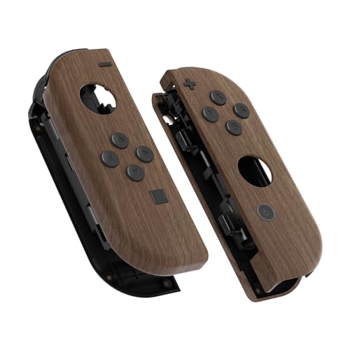 eXtremeRate Joycon Case & Buttons, DIY-Ersatz Gehäuse & Ersatzknöpfe Tasten, Grips Shell Hülle Umbau Set für nintendo Switch/Switch OLED Joycon Controller-Holz Optik [KEIN Joy Con] von eXtremeRate