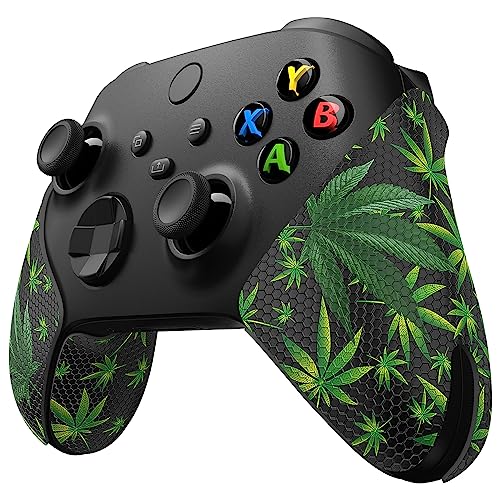 eXtremeRate PlayVital Griffe Aufkleber Anti-Rutsche Professionale Griffpolster Sticker Skin für Xbox Series X/Xbox Series S Controller(Grünes Unkraut) von eXtremeRate