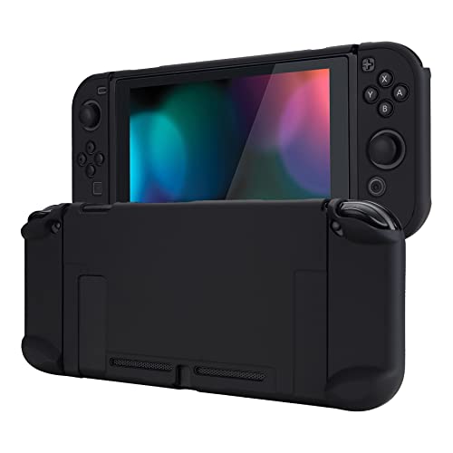 eXtremeRate Schutzhülle Kompatibel mit Nintendo Switch Joy Con Konsole, Case Schutzhülle Zubehör trennbare andockbare Hülle für Nintendo Switch(Schwarz) von eXtremeRate