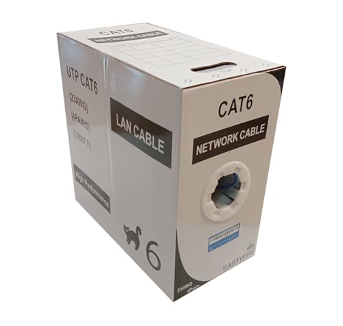 eastwire CAT6 (CCA) Solid Bulk Ethernet-Kabel, 23 AWG, 4 Paar, ungeschirmt, Twisted Pair (UTP), DSX-8000 zertifiziert, 550 MHz (Grün, 305 m) von eastwire