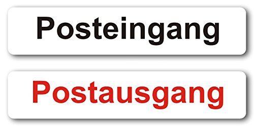 Aufkleber Set Posteingang/Postausgang 20 x 5cm - schwarz-rot-weiß - Hinweis-Sticker passend für A4-Briefkasten - selbstklebende Rückseite - hin_080 von easydruck24de