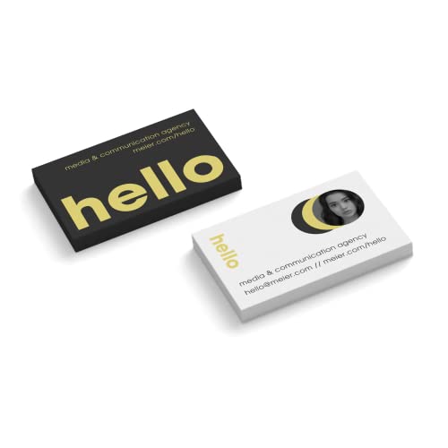 Visitenkarten personalisiert | mit Foto | Design Hello | 2-seitig | Querformat | Menge + Farbe + Papier zur Auswahl | selbst gestalten | hochwertiger Druck (Schwarz, 1000 Stück) von easyprint